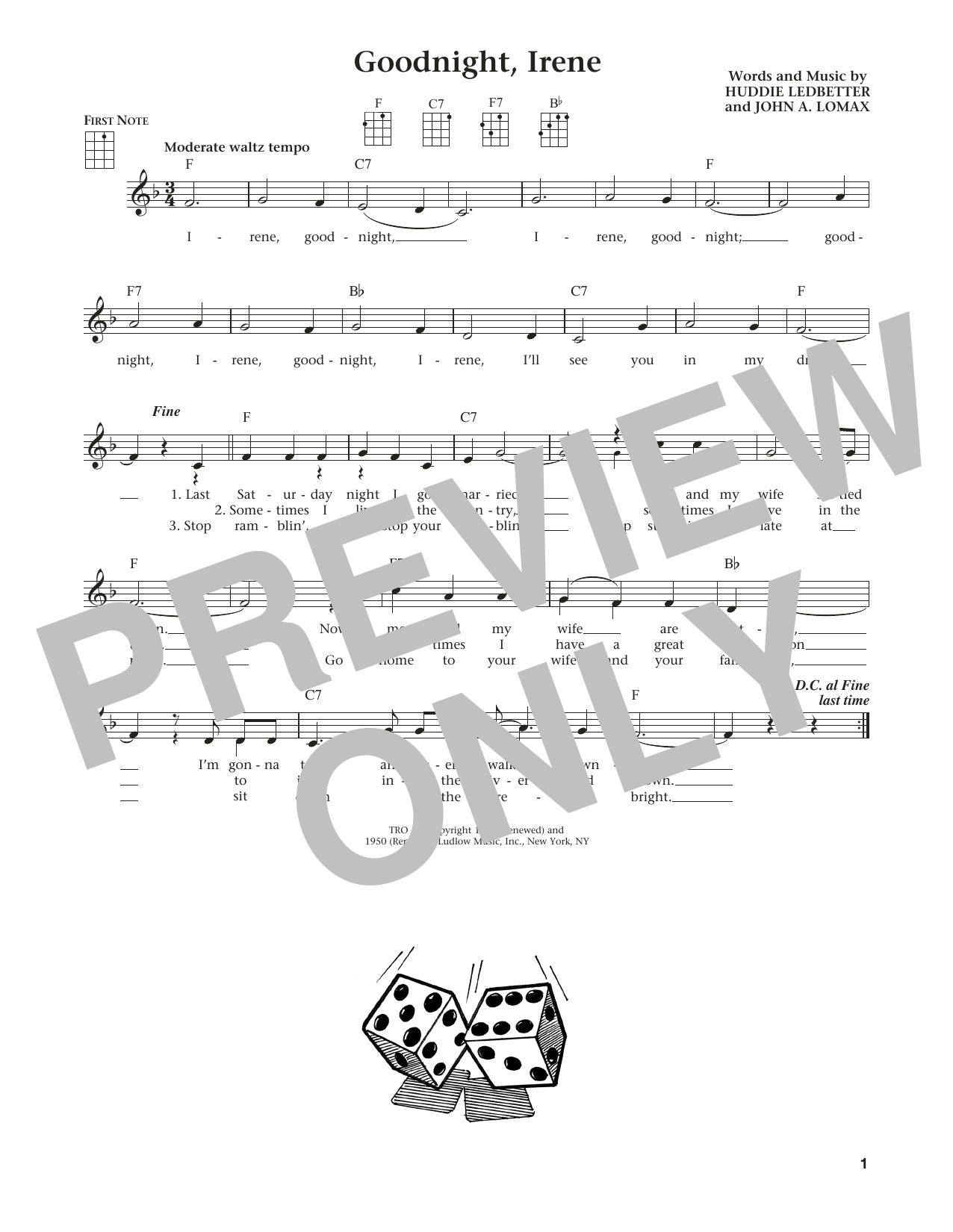 Ernest Tubb & Red Foley Goodnight, Irene (from The Daily Ukulele) (arr. Liz and Jim Beloff) sheet music notes and chords. Download Printable PDF.