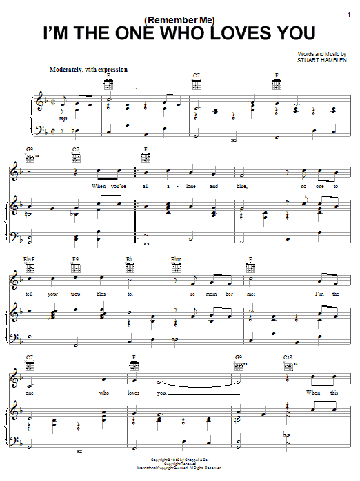 Learn to play Ernest Tubb (Remember Me) I'm The One Who Loves You sheet music for Piano, Vocal & Guitar Chords (Right-Hand Melody) in minutes. Price: 7.8900$ Ernest Tubb (Remember Me) I'm The One Who Loves You sheet music notes and chords arranged for Piano, Vocal & Guitar Chords (Right-Hand Melody)