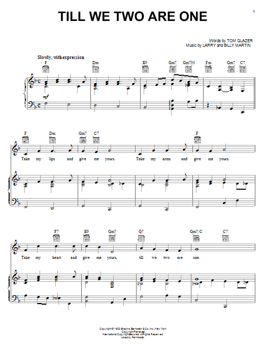 Learn to play Ernest Tubb Till We Two Are One sheet music for Piano, Vocal & Guitar Chords (Right-Hand Melody) in minutes. Price: 7.8900$ Ernest Tubb Till We Two Are One sheet music notes and chords arranged for Piano, Vocal & Guitar Chords (Right-Hand Melody)