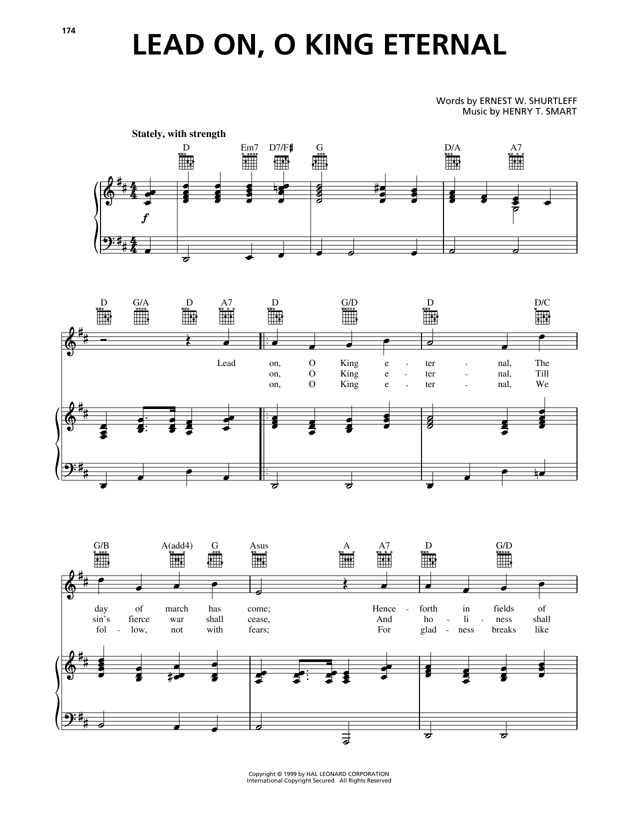 Ernest W. Shurtleff Lead On, O King Eternal sheet music notes and chords. Download Printable PDF.