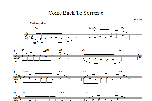 Ernesto DeCurtis Come Back To Sorrento sheet music notes and chords. Download Printable PDF.