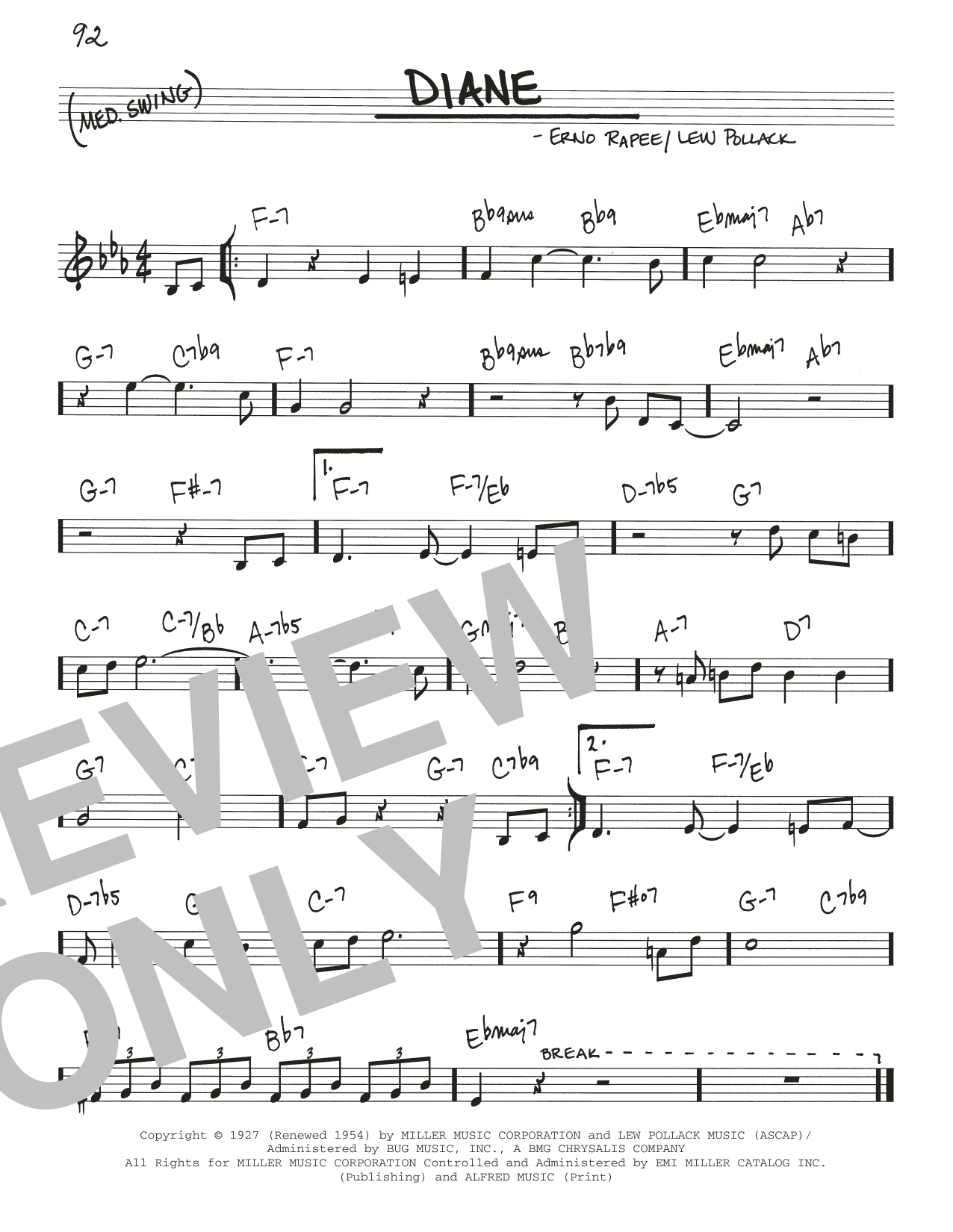 Learn to play Erno Rapee Diane sheet music for Real Book – Melody & Chords in minutes. Price: 5.9900$ Erno Rapee Diane sheet music notes and chords arranged for Real Book – Melody & Chords