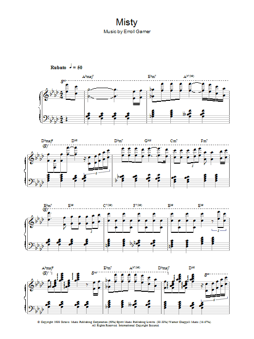 Erroll Garner Misty sheet music notes and chords. Download Printable PDF.