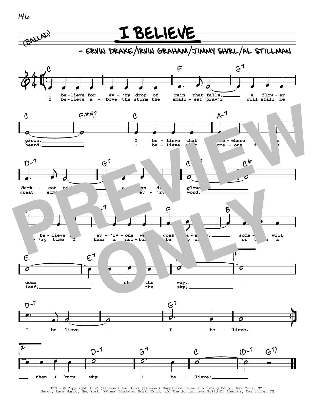 Learn to play Ervin Drake I Believe (High Voice) sheet music for Real Book – Melody, Lyrics & Chords in minutes. Price: 5.9900$ Ervin Drake I Believe (High Voice) sheet music notes and chords arranged for Real Book – Melody, Lyrics & Chords
