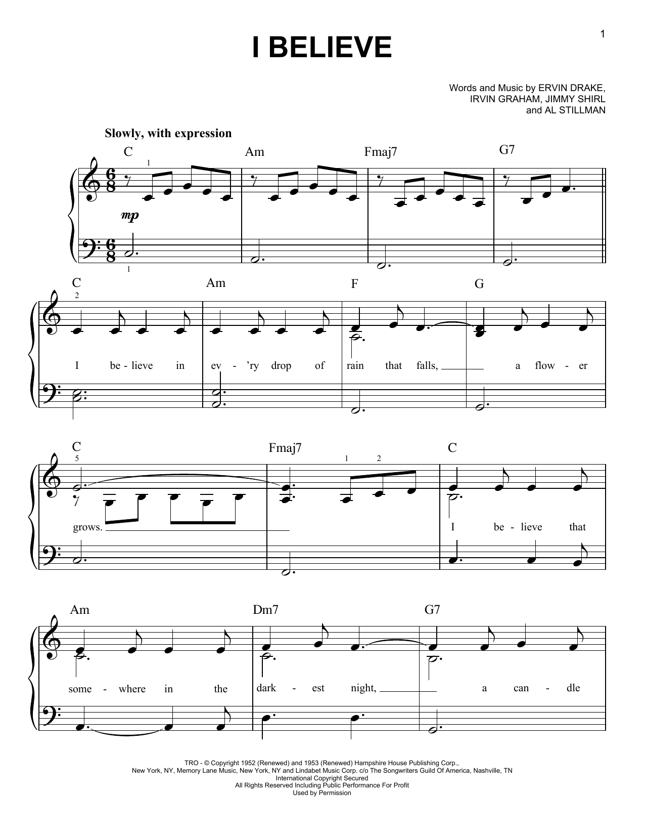 Learn to play Ervin Drake I Believe sheet music for Ukulele in minutes. Price: 5.9900$ Ervin Drake I Believe sheet music notes and chords arranged for Ukulele