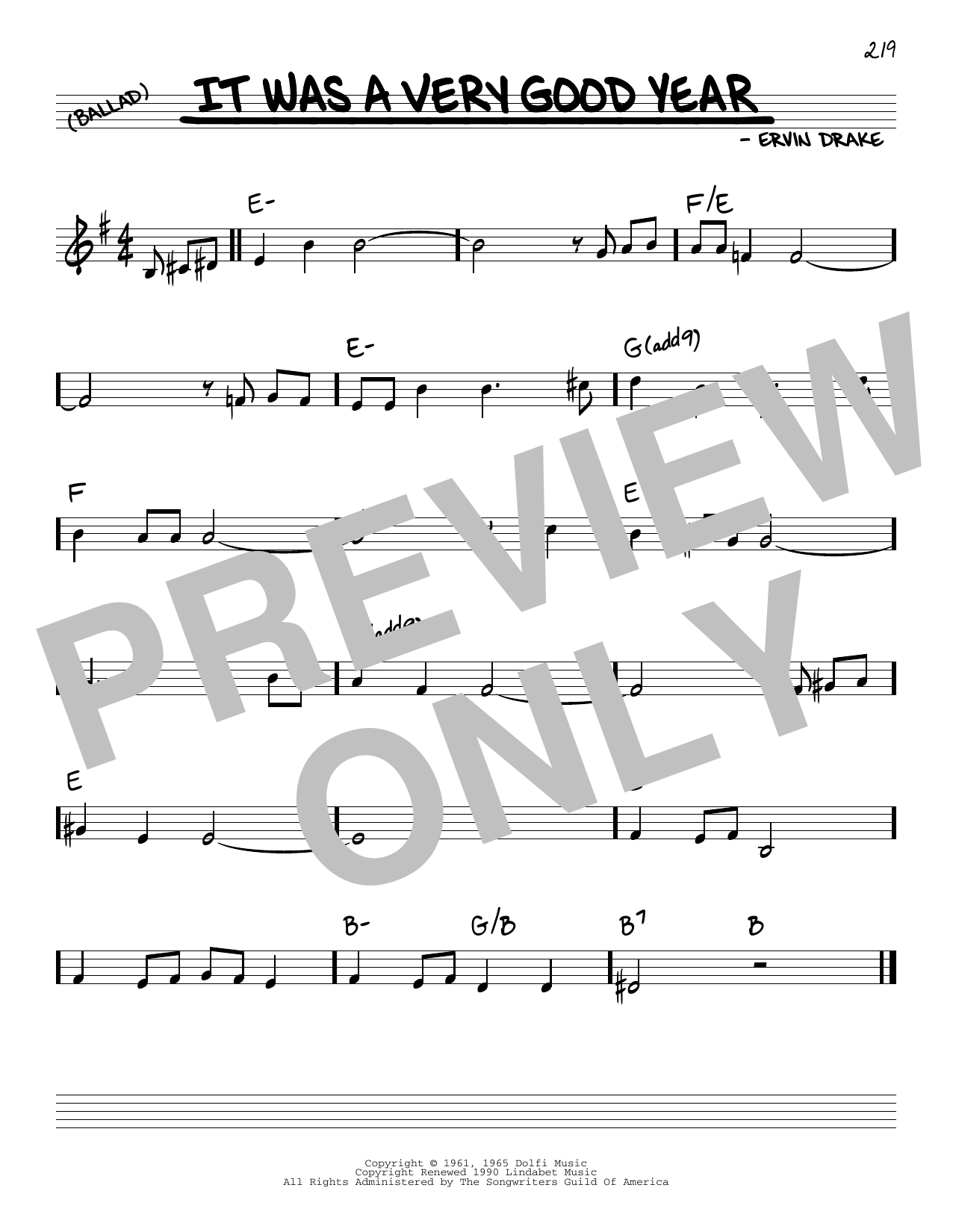 Learn to play Ervin Drake It Was A Very Good Year sheet music for Real Book – Melody & Chords in minutes. Price: 5.9900$ Ervin Drake It Was A Very Good Year sheet music notes and chords arranged for Real Book – Melody & Chords