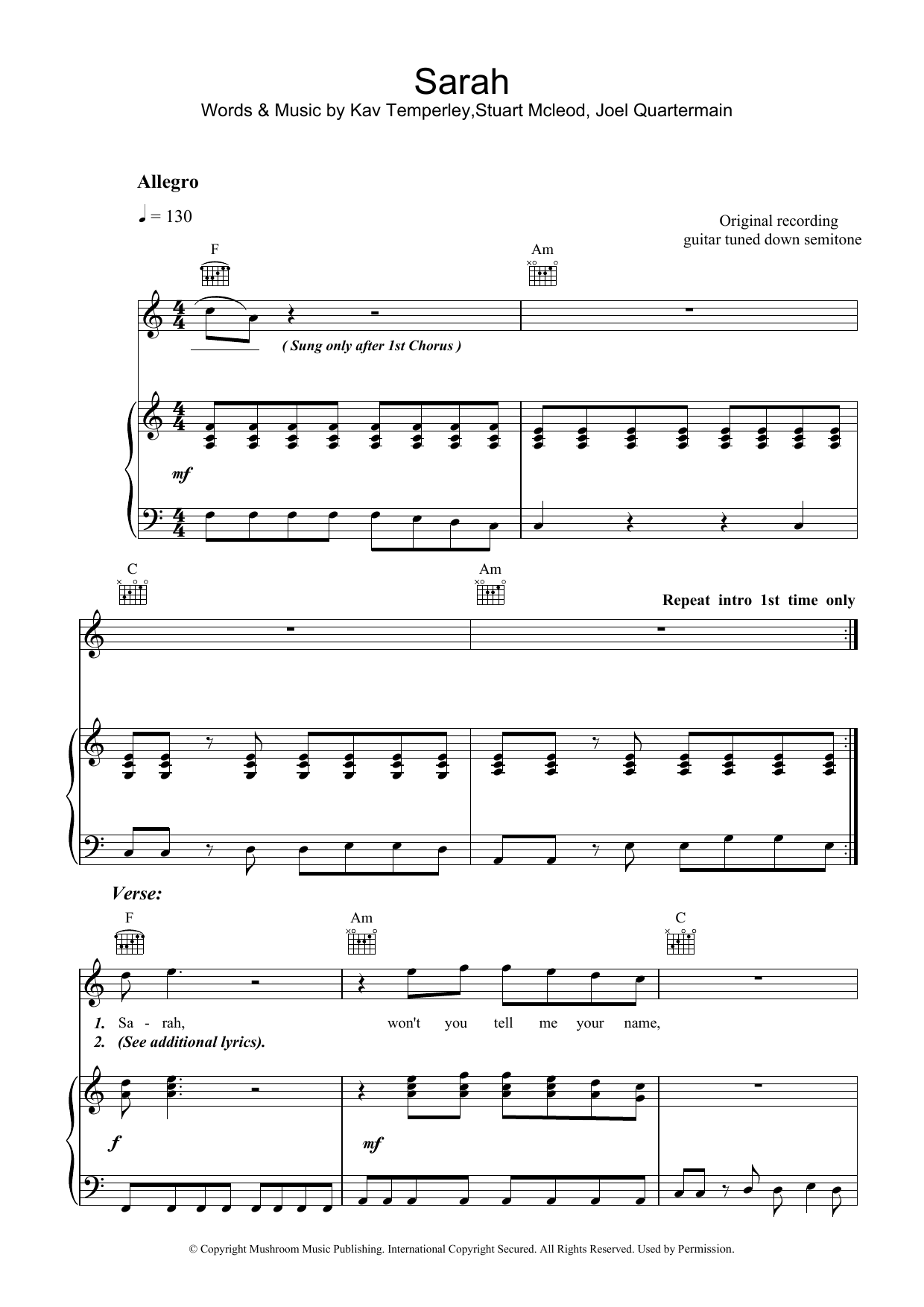 Learn to play Eskimo Joe Sarah sheet music for Piano, Vocal & Guitar Chords in minutes. Price: 7.8900$ Eskimo Joe Sarah sheet music notes and chords arranged for Piano, Vocal & Guitar Chords