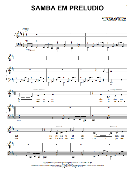 Learn to play Esperanza Spalding Samba Em Preludio sheet music for Piano & Vocal in minutes. Price: 6.9900$ Esperanza Spalding Samba Em Preludio sheet music notes and chords arranged for Piano & Vocal