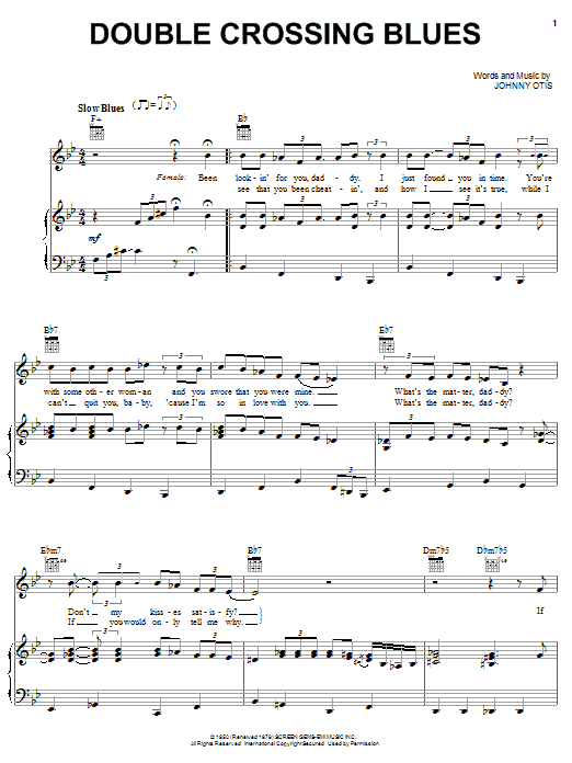 Learn to play Esther Phillips Double Crossing Blues sheet music for Piano, Vocal & Guitar Chords (Right-Hand Melody) in minutes. Price: 7.8900$ Esther Phillips Double Crossing Blues sheet music notes and chords arranged for Piano, Vocal & Guitar Chords (Right-Hand Melody)