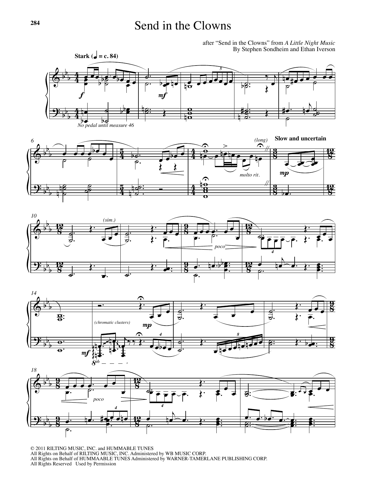 Learn to play Stephen Sondheim Send In The Clowns (arr. Ethan Iverson) sheet music for Piano Solo in minutes. Price: 7.8900$ Stephen Sondheim Send In The Clowns (arr. Ethan Iverson) sheet music notes and chords arranged for Piano Solo