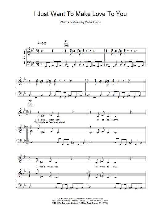 Etta James I Just Want To Make Love To You sheet music notes and chords. Download Printable PDF.