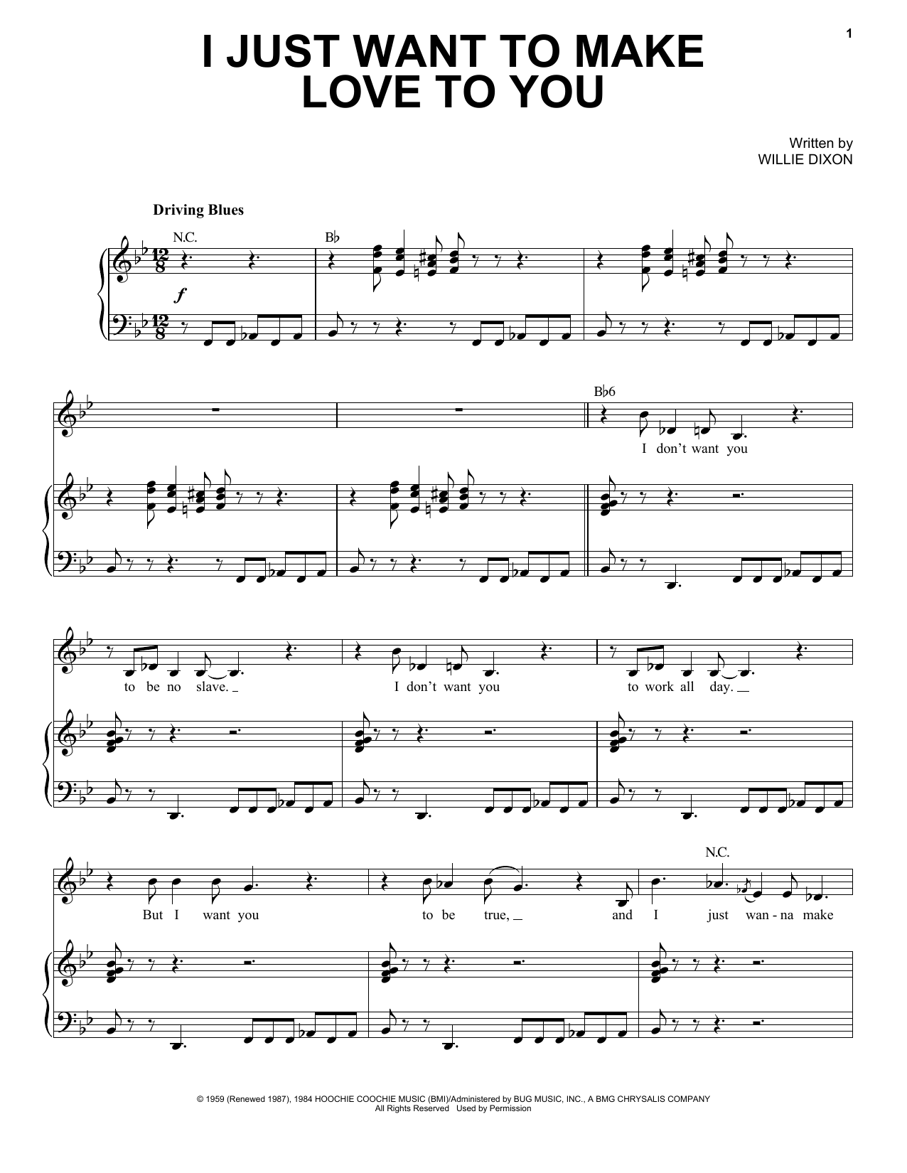 Etta James I Just Want To Make Love To You sheet music notes and chords. Download Printable PDF.