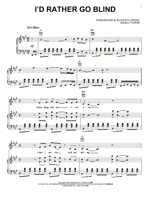 Etta James I'd Rather Go Blind sheet music notes and chords. Download Printable PDF.