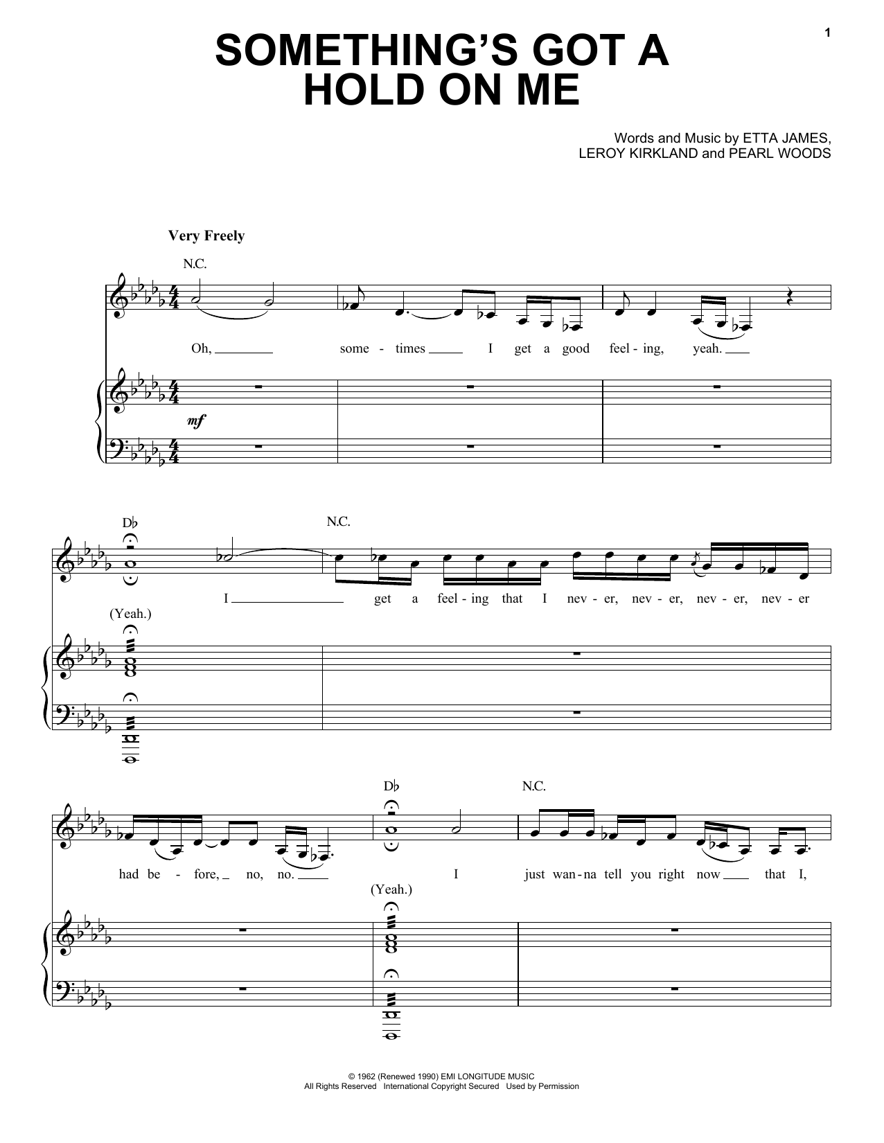 Learn to play Etta James Something's Got A Hold On Me sheet music for Piano, Vocal & Guitar Chords (Right-Hand Melody) in minutes. Price: 7.8900$ Etta James Something's Got A Hold On Me sheet music notes and chords arranged for Piano, Vocal & Guitar Chords (Right-Hand Melody)