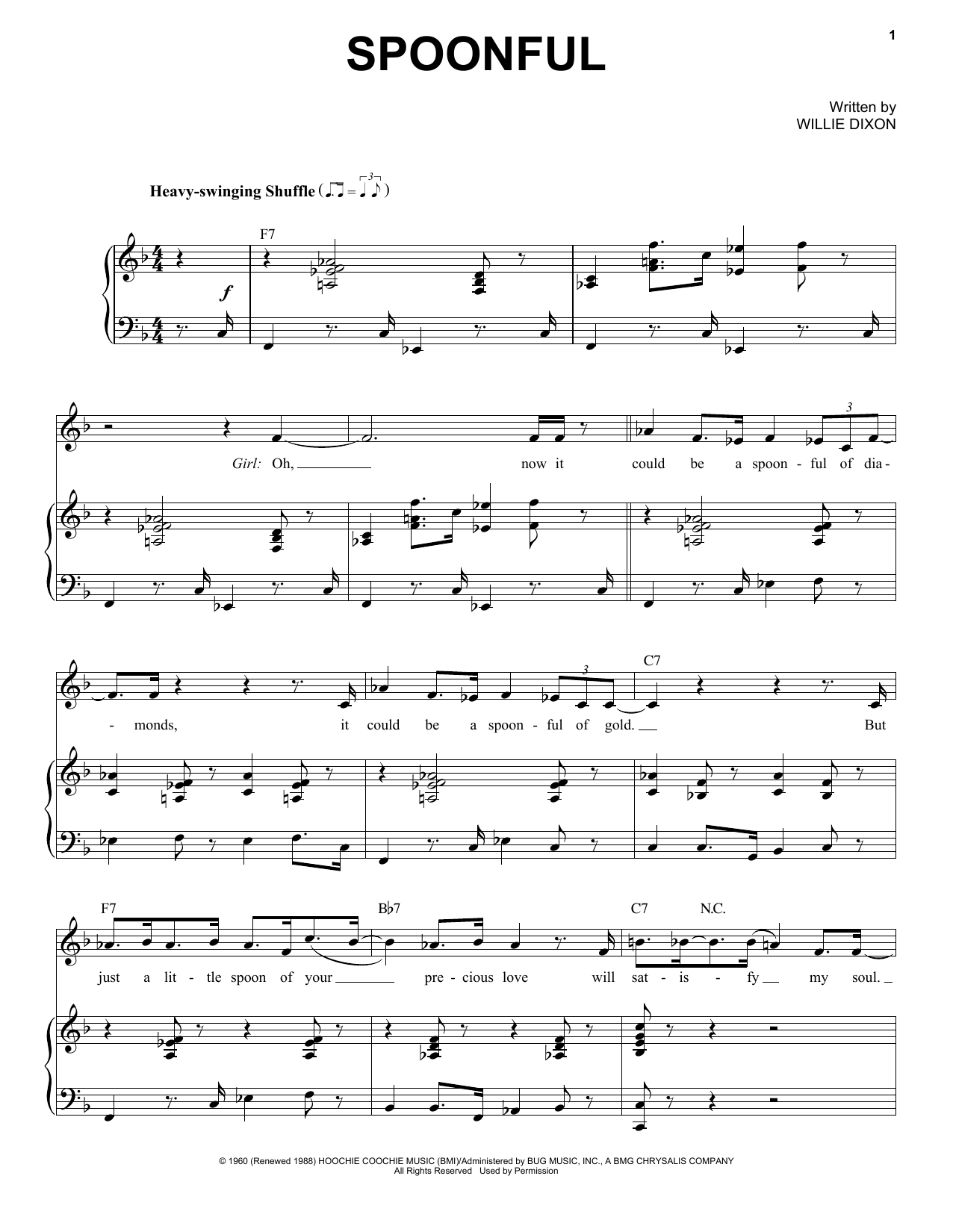 Etta James Spoonful sheet music notes and chords. Download Printable PDF.