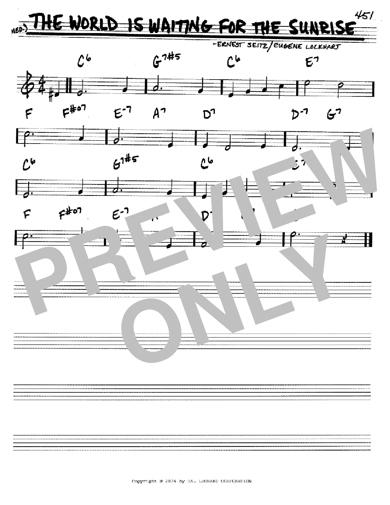 Eugene Lockhart The World Is Waiting For The Sunrise sheet music notes and chords. Download Printable PDF.