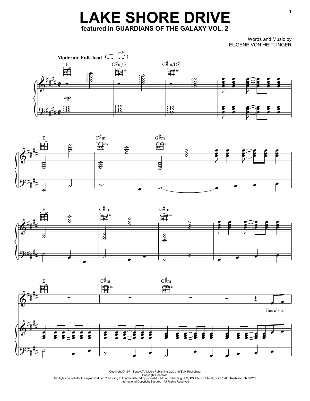 Eugene Von Heitlinger Lake Shore Drive sheet music notes and chords. Download Printable PDF.