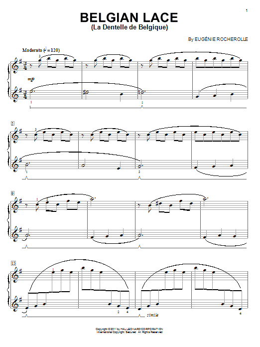 Eugénie Rocherolle Belgian Lace sheet music notes and chords arranged for Piano Solo