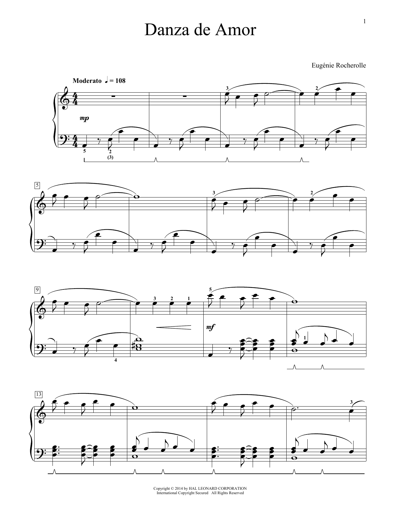 Learn to play Eugénie Rocherolle Danza De Amor sheet music for Educational Piano in minutes. Price: 6.9900$ Eugénie Rocherolle Danza De Amor sheet music notes and chords arranged for Educational Piano