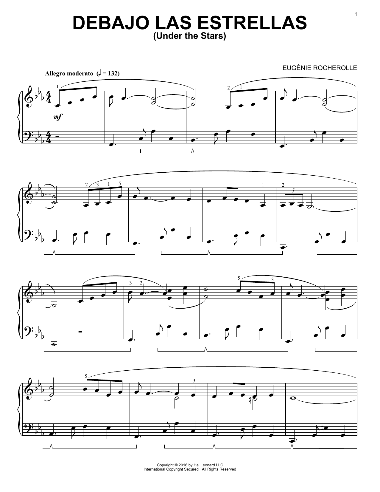Learn to play Eugénie Rocherolle Debajo Las Estrellas sheet music for Piano Solo in minutes. Price: 7.8900$ Eugénie Rocherolle Debajo Las Estrellas sheet music notes and chords arranged for Piano Solo
