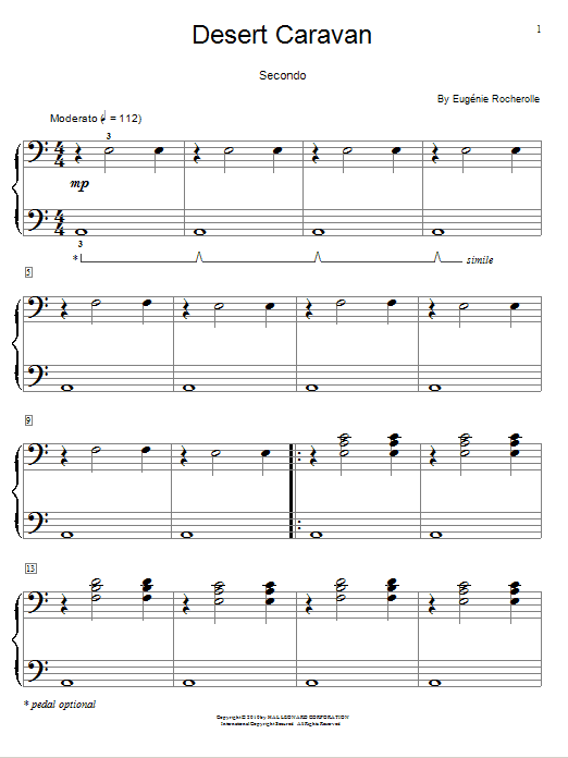 Learn to play Eugénie Rocherolle Desert Caravan sheet music for Piano Duet in minutes. Price: 7.8900$ Eugénie Rocherolle Desert Caravan sheet music notes and chords arranged for Piano Duet