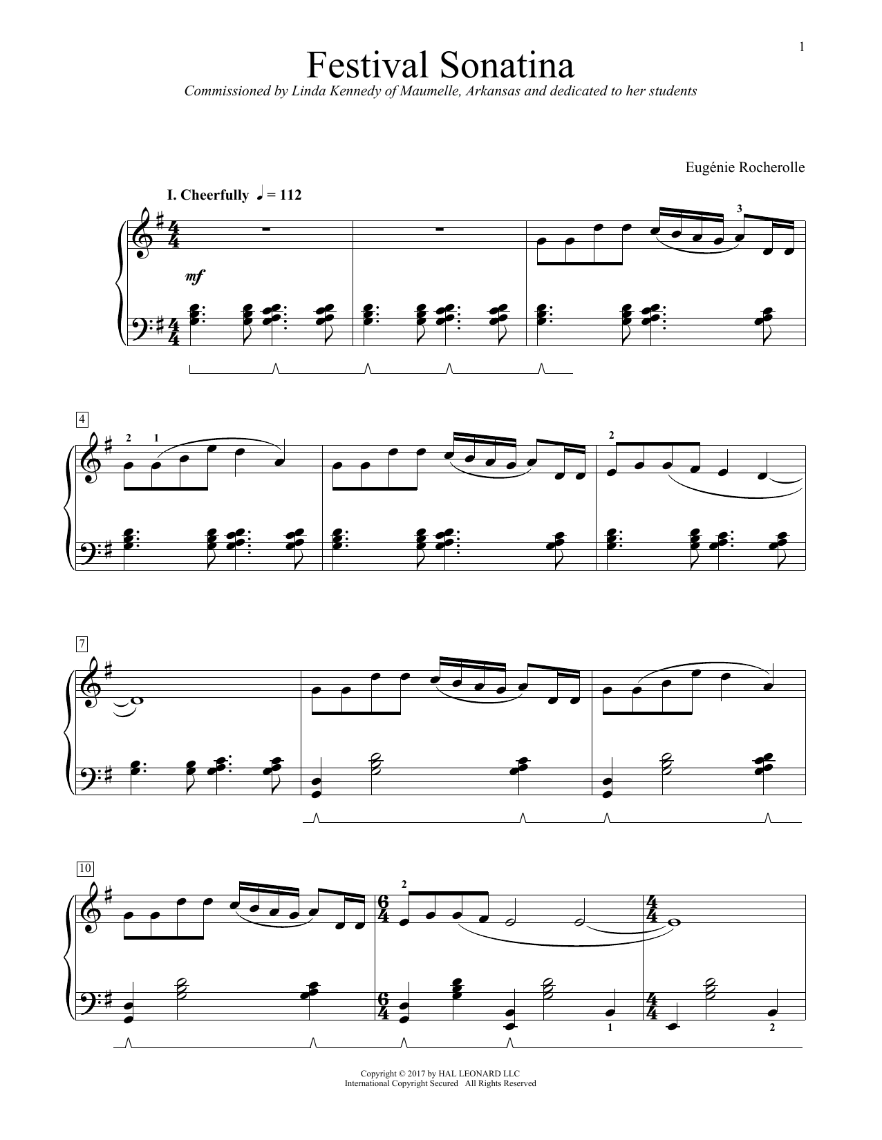 Learn to play Eugenie Rocherolle Festival Sonatina sheet music for Educational Piano in minutes. Price: 6.9900$ Eugenie Rocherolle Festival Sonatina sheet music notes and chords arranged for Educational Piano