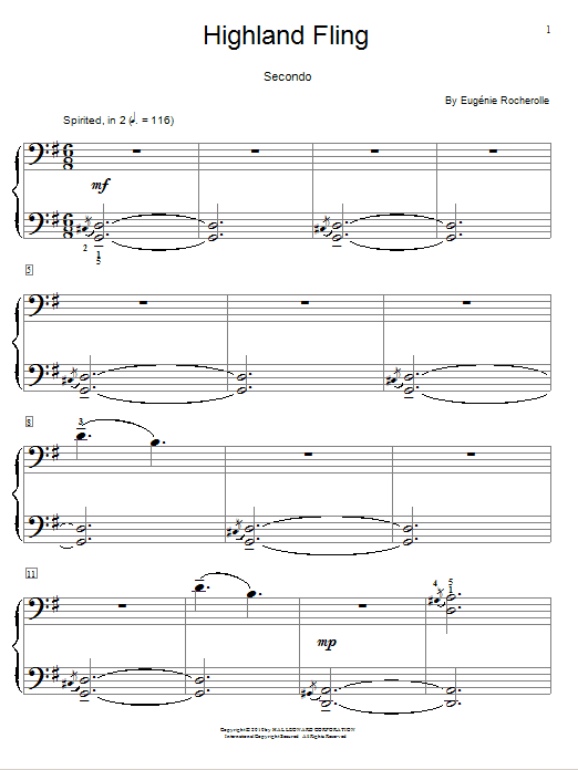 Eugénie Rocherolle Highland Fling sheet music notes and chords arranged for Piano Duet