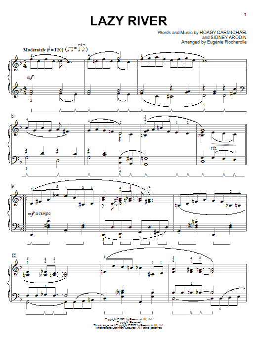 Learn to play Eugénie Rocherolle Lazy River sheet music for Piano Solo in minutes. Price: 7.8900$ Eugénie Rocherolle Lazy River sheet music notes and chords arranged for Piano Solo