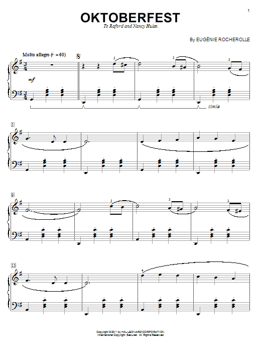 Learn to play Eugénie Rocherolle Oktoberfest sheet music for Piano Solo in minutes. Price: 7.8900$ Eugénie Rocherolle Oktoberfest sheet music notes and chords arranged for Piano Solo
