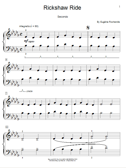 Learn to play Eugénie Rocherolle Rickshaw Ride sheet music for Piano Duet in minutes. Price: 7.8900$ Eugénie Rocherolle Rickshaw Ride sheet music notes and chords arranged for Piano Duet