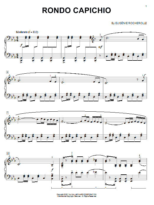 Learn to play Eugénie Rocherolle Rondo Capichio sheet music for Piano Solo in minutes. Price: 7.8900$ Eugénie Rocherolle Rondo Capichio sheet music notes and chords arranged for Piano Solo