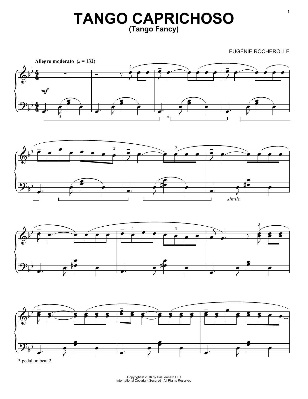 Eugénie Rocherolle Tango Caprichoso sheet music notes and chords. Download Printable PDF.