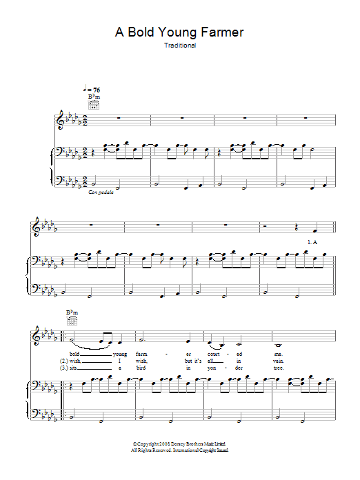 Learn to play Eva Cassidy A Bold Young Farmer sheet music for Piano, Vocal & Guitar Chords in minutes. Price: 7.8900$ Eva Cassidy A Bold Young Farmer sheet music notes and chords arranged for Piano, Vocal & Guitar Chords
