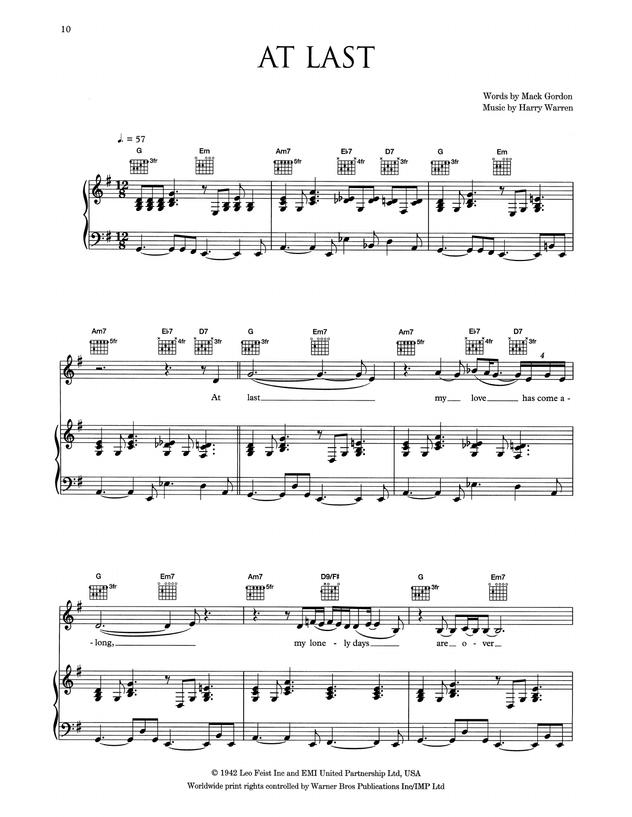 Eva Cassidy At Last sheet music notes and chords. Download Printable PDF.