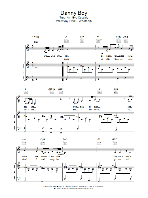 Eva Cassidy Danny Boy (Londonderry Air) sheet music notes and chords. Download Printable PDF.