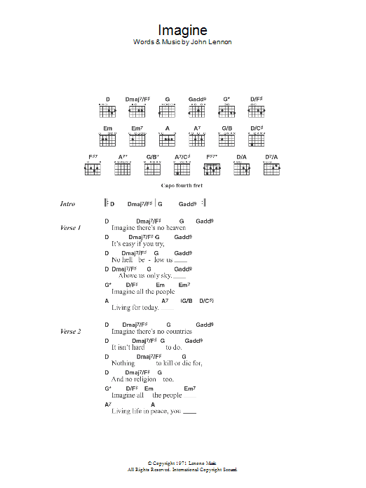 Eva Cassidy Imagine sheet music notes and chords arranged for Guitar Chords/Lyrics