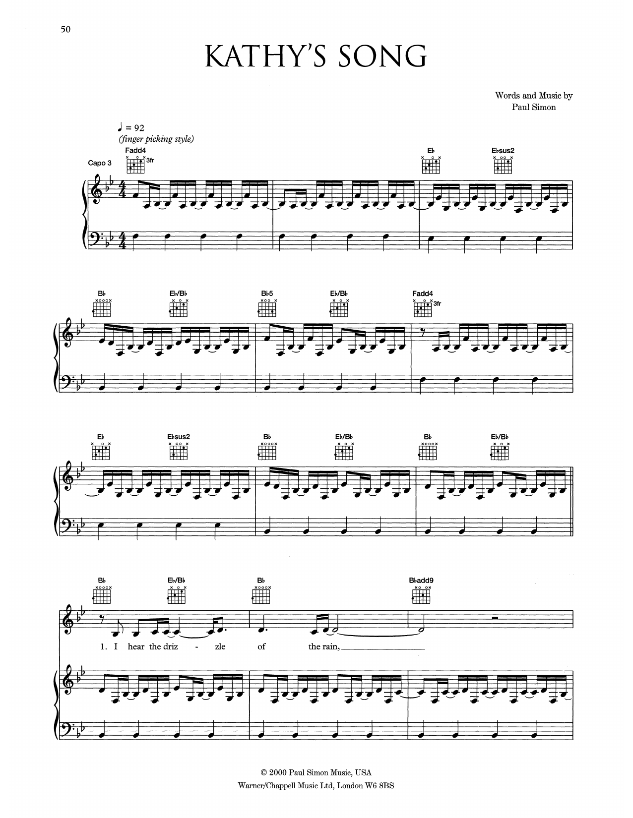 Eva Cassidy Kathy's Song sheet music notes and chords. Download Printable PDF.