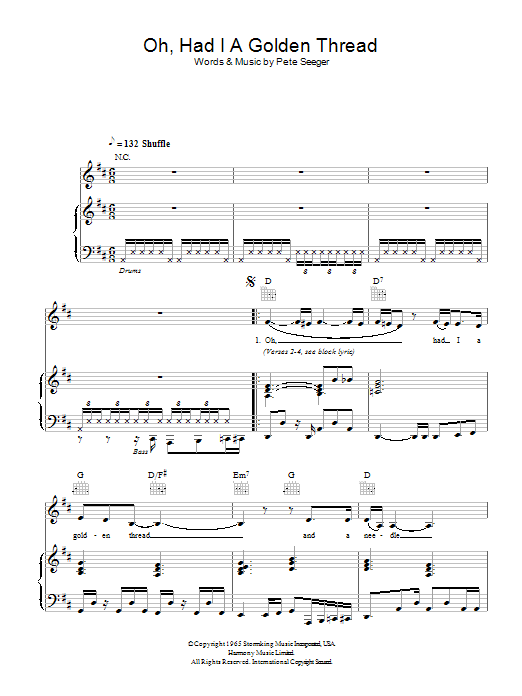 Eva Cassidy Oh, Had I A Golden Thread sheet music notes and chords. Download Printable PDF.