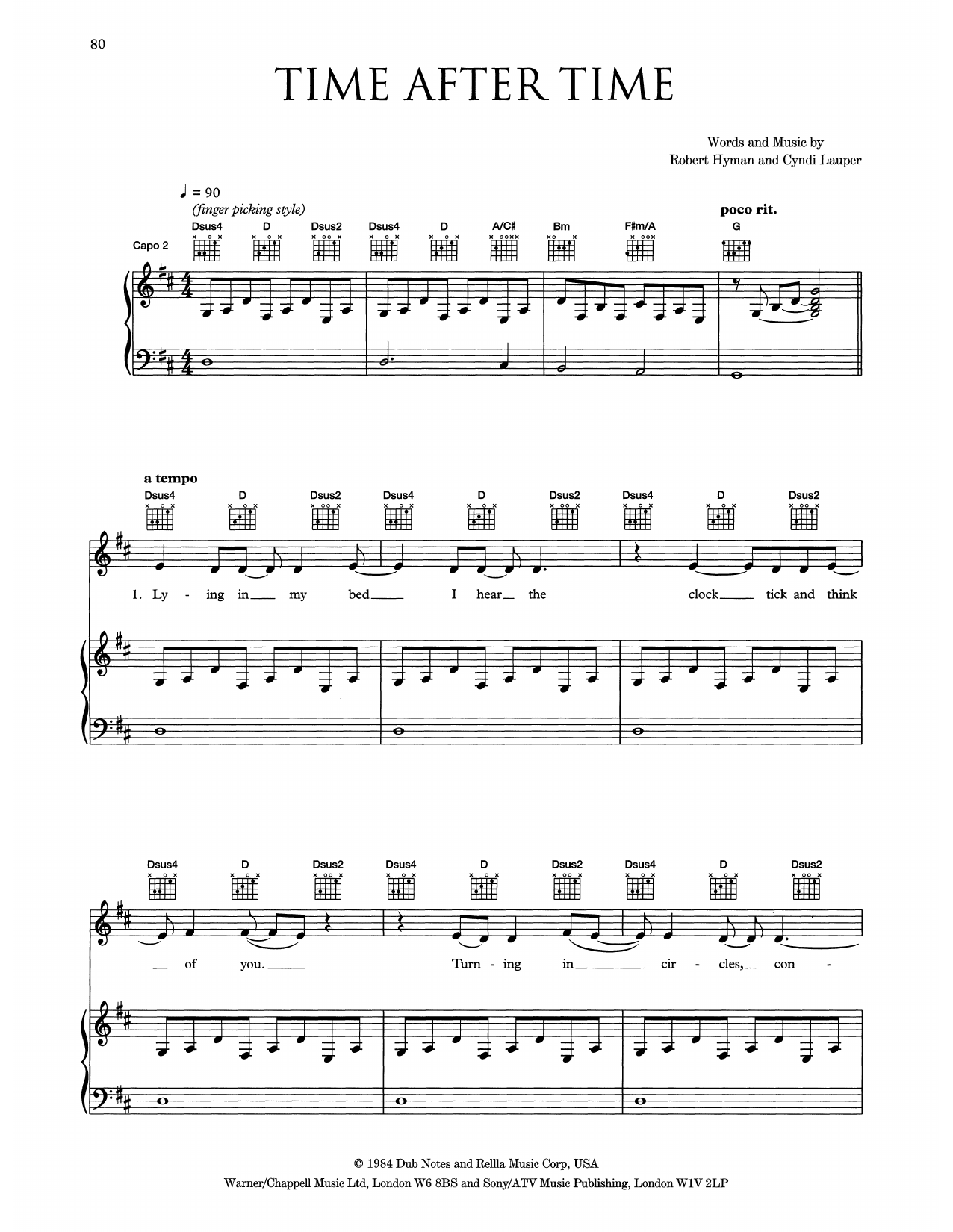 Eva Cassidy Time After Time sheet music notes and chords. Download Printable PDF.