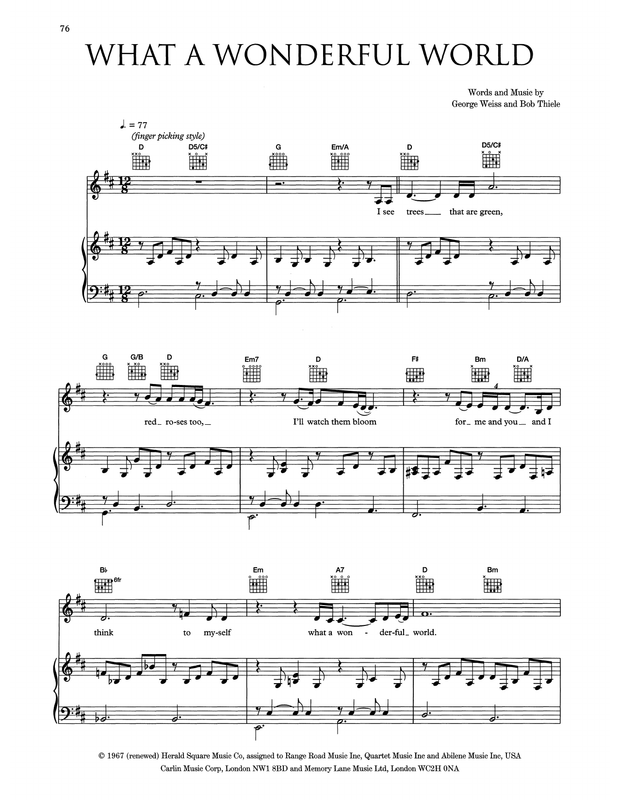 Eva Cassidy What A Wonderful World sheet music notes and chords. Download Printable PDF.