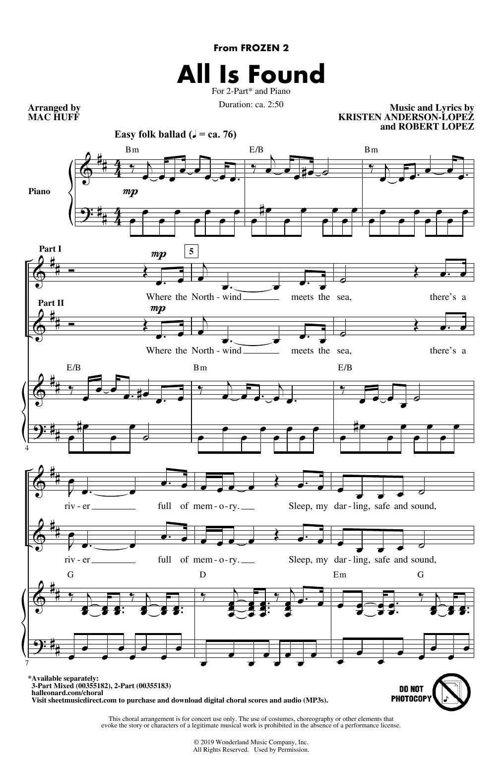 Evan Rachel Wood All Is Found (from Disney's Frozen 2) (arr. Mac Huff) sheet music notes and chords. Download Printable PDF.