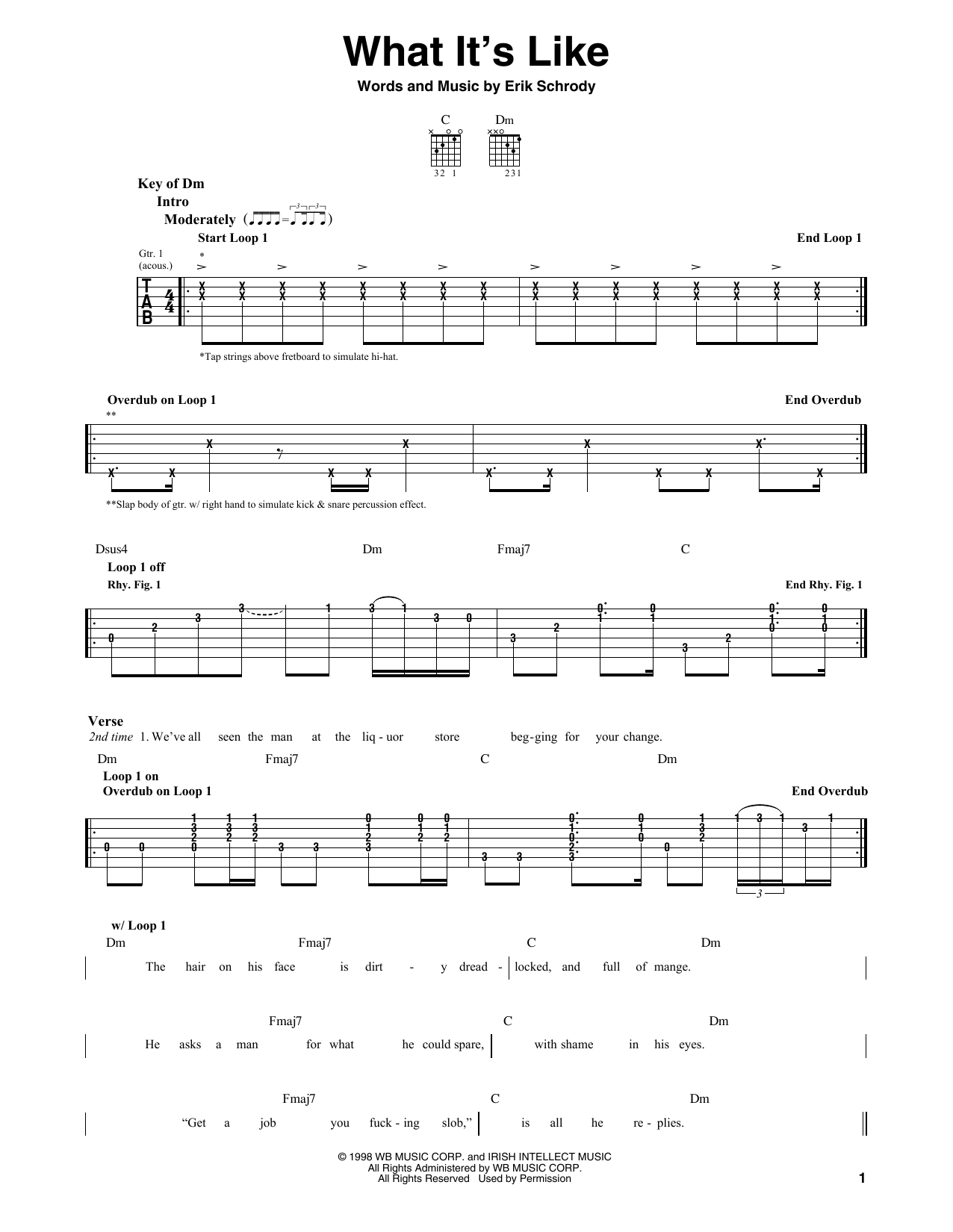 Everlast What's It Like sheet music notes and chords. Download Printable PDF.