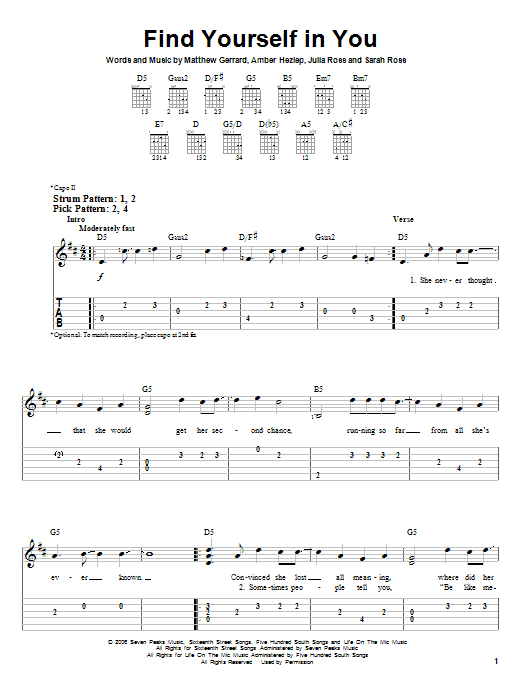 Everlife Find Yourself In You sheet music notes and chords. Download Printable PDF.