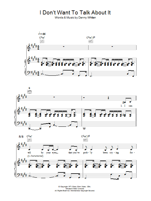 Everything But The Girl I Don't Want To Talk About It sheet music notes and chords. Download Printable PDF.