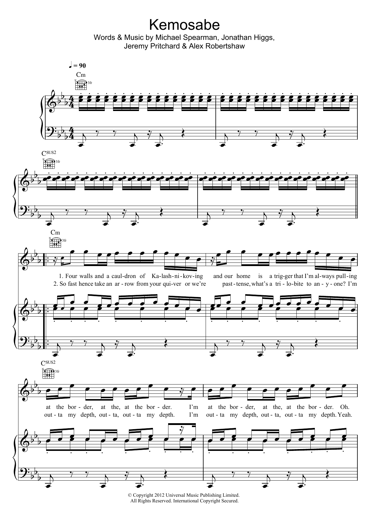 Learn to play Everything Everything Kemosabe sheet music for Piano, Vocal & Guitar Chords in minutes. Price: 7.8900$ Everything Everything Kemosabe sheet music notes and chords arranged for Piano, Vocal & Guitar Chords