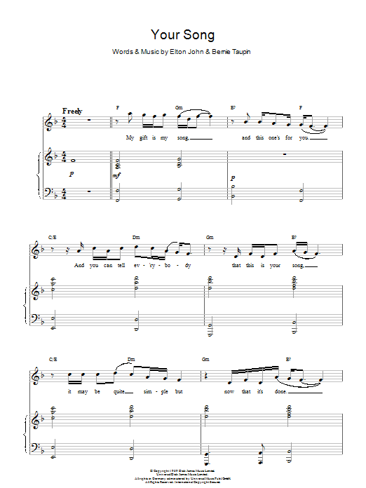 Ewan McGregor Your Song (from Moulin Rouge) sheet music notes and chords. Download Printable PDF.