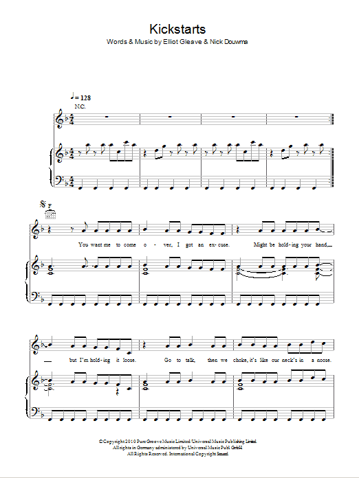 Learn to play Example Kickstarts sheet music for Piano, Vocal & Guitar Chords in minutes. Price: 7.8900$ Example Kickstarts sheet music notes and chords arranged for Piano, Vocal & Guitar Chords