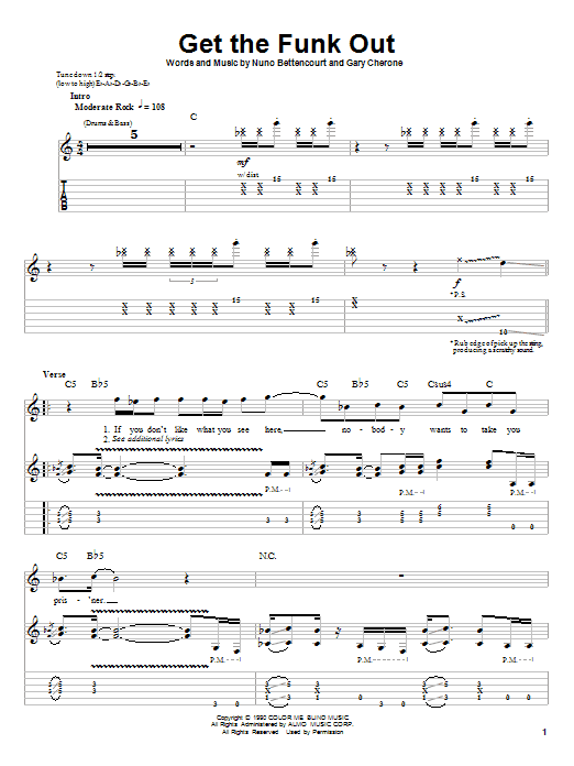 Extreme Get The Funk Out sheet music notes and chords. Download Printable PDF.