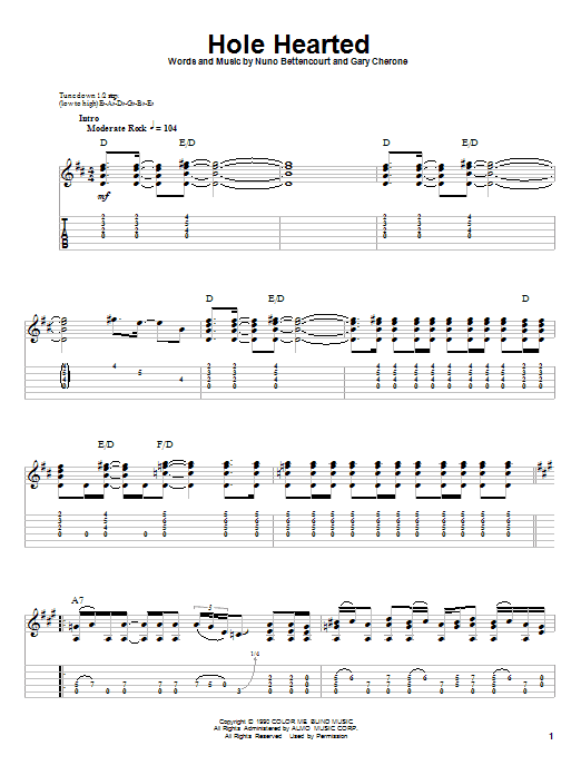 Extreme Hole Hearted sheet music notes and chords. Download Printable PDF.