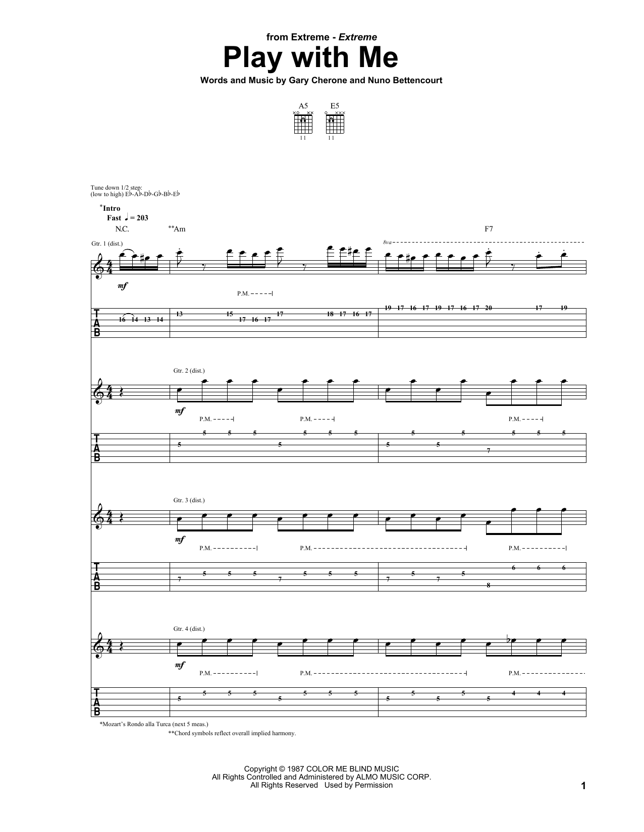 Extreme Play With Me sheet music notes and chords. Download Printable PDF.